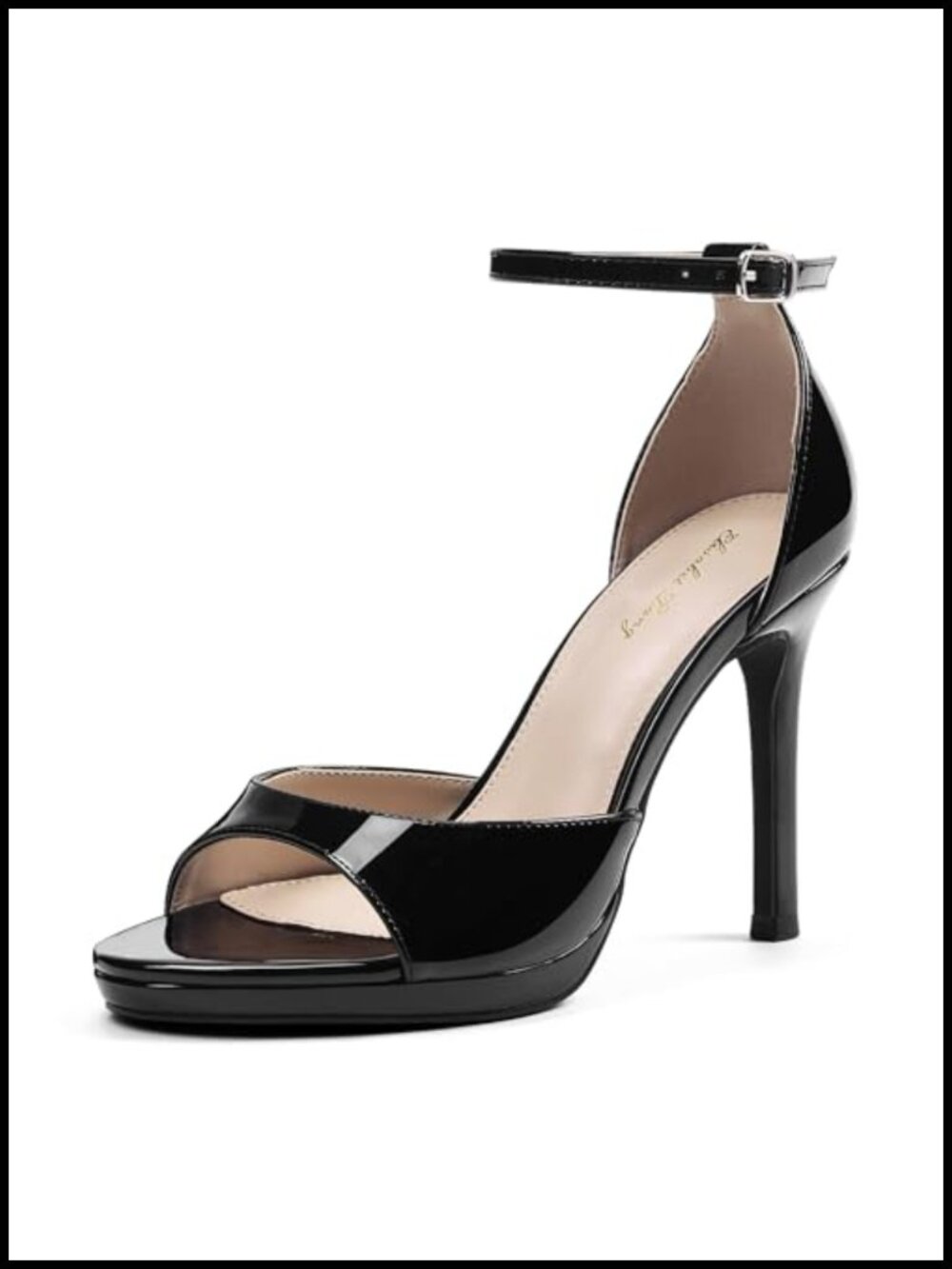Faux Leather Stiletto Heeled Sandals with Adjustable Ankle Strap 4.3 Inch